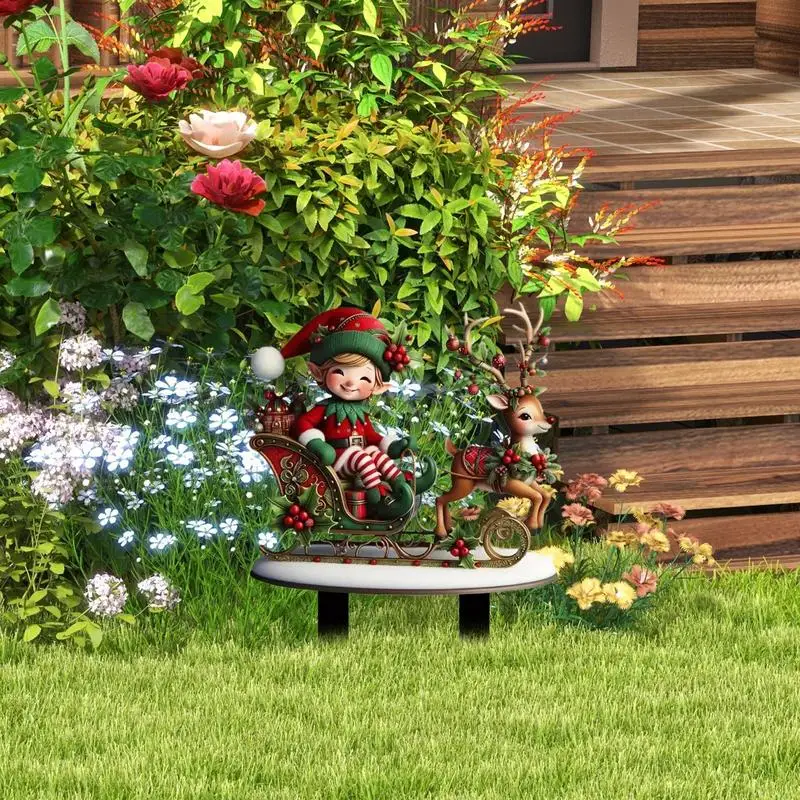 

Garden Stakes Decorative Outdoor 2D Acrylic Garden Stakes For Christmas Uniform Color Yard Decoration For Farmhouse Garden Lawn