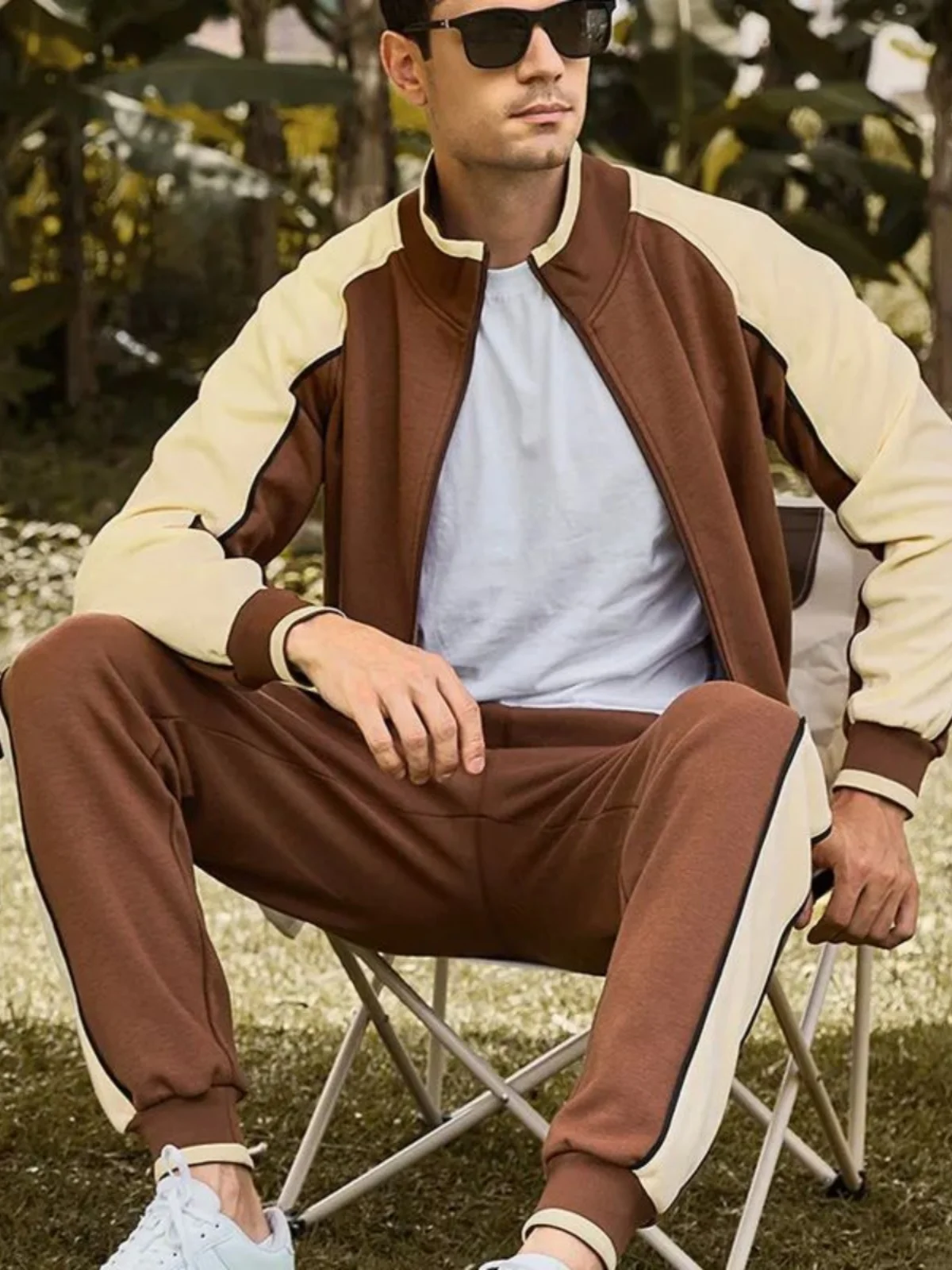 Men's Color Coded Long Sleeve Sportswear Set Youth Casual Sportswear Outfit Long Pants Sweatshirt Autumn Collection