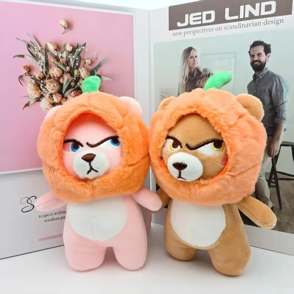 LLavero de peluche con capucha de calabaza y oso enojado, llavero con dije para bolso, accesorios divertidos para mochila para mujeres, niñas y niños, regalo para decoración de Halloween