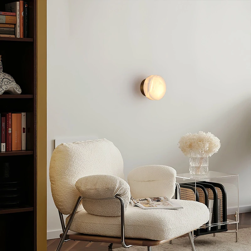Natural Marble Wall Lamp French Living Room Back Wall Aisle Mirror Bedroom Bedside Lamps