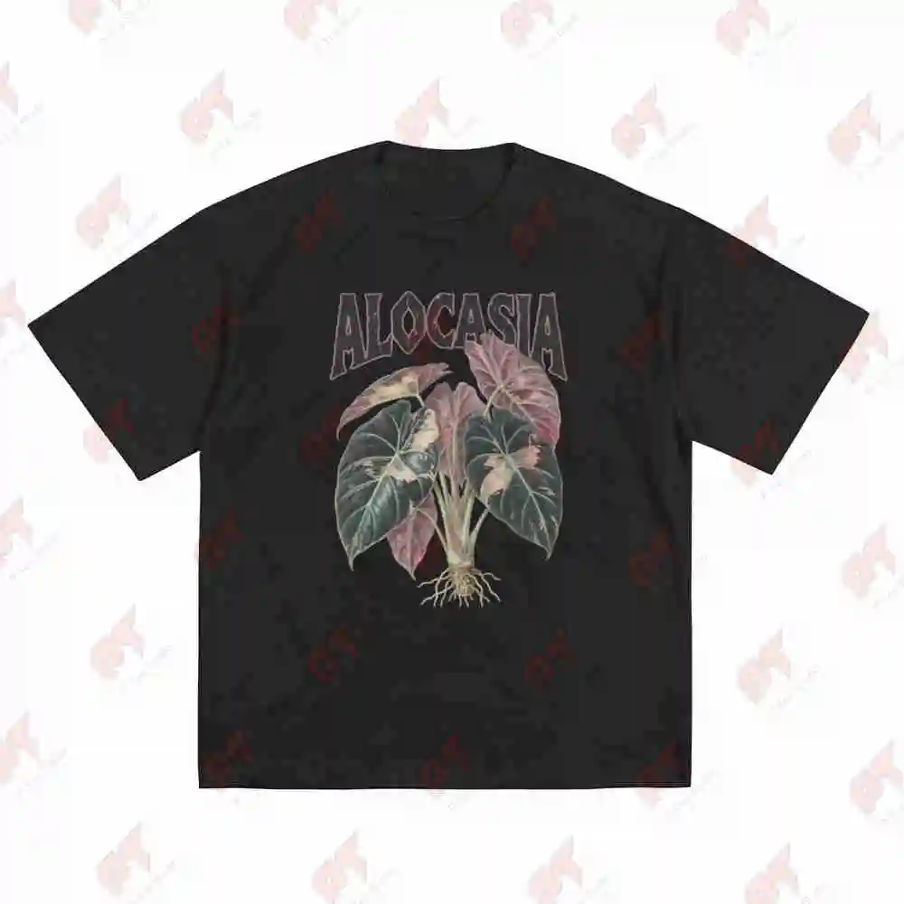 Alocasia Variegated Alocasia Black Velvet Short Sleeve Tee 100% Cotton T-Shirt