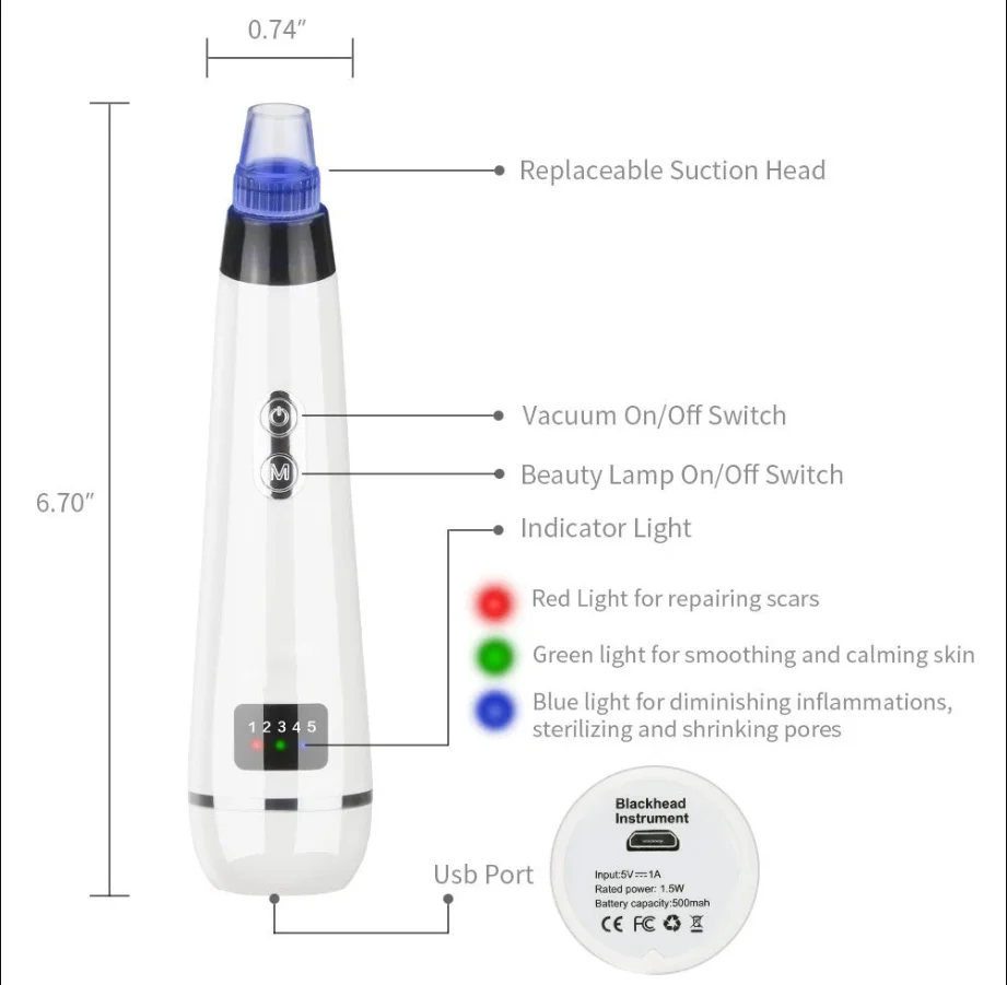 Facial Cleaning Blackhead Eliminators Nose Skin Care Cleaning Instrument Acne Remover USB Charge Face Tool Vacuum Suction