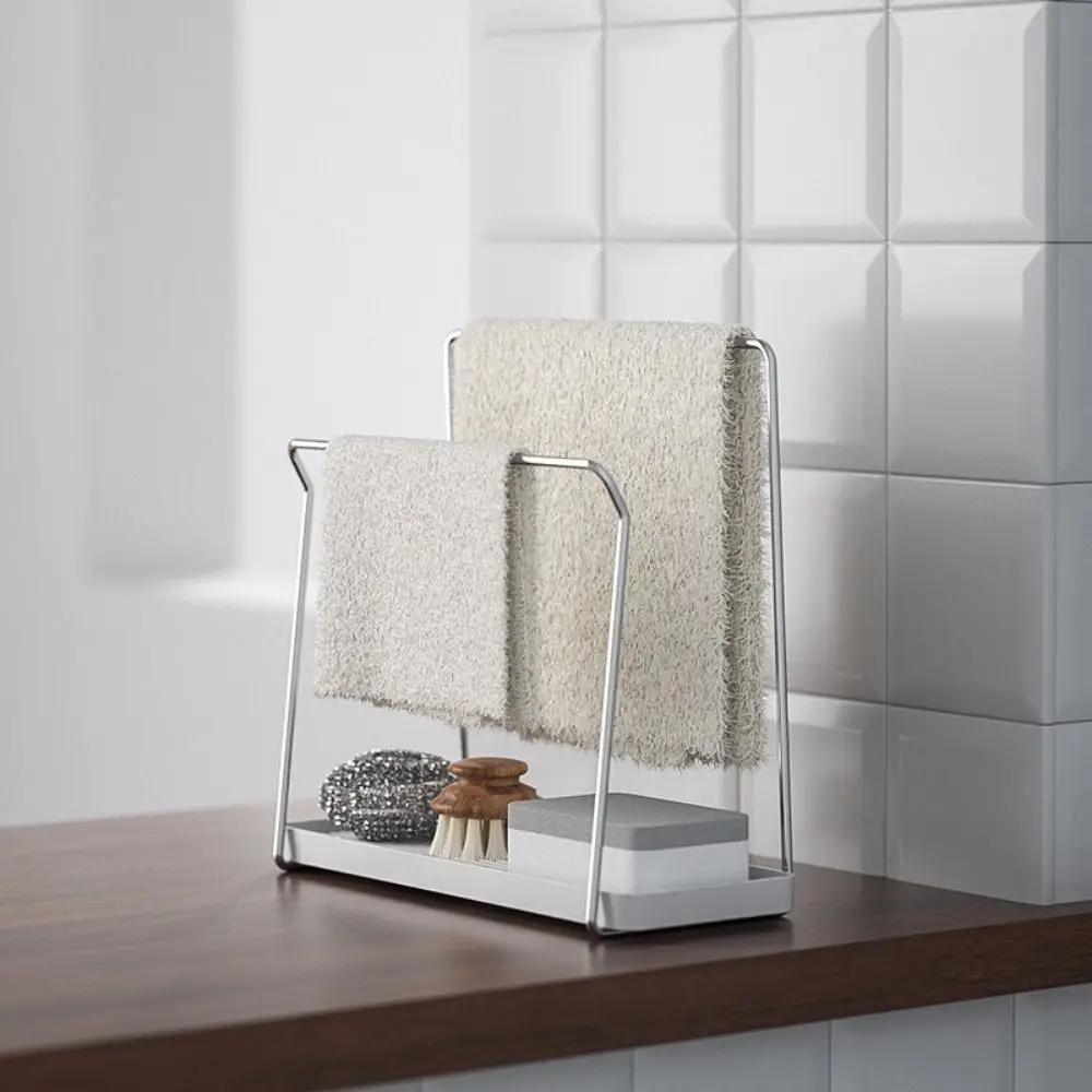 

Современная водонепроницаемая подставка для кухонных губок и полотенец, экономящая место, без сверления, с большой вместимостью, для хранения кухонных принадлежностей