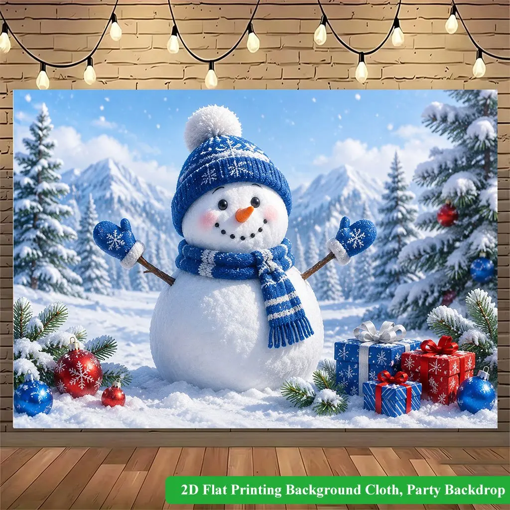 Cute Snowman Tapestry, Winter Wonderland Wall Hanging, Christmas Gift Box Art, Festive Holiday Dorm Decor, Cozy Blanket