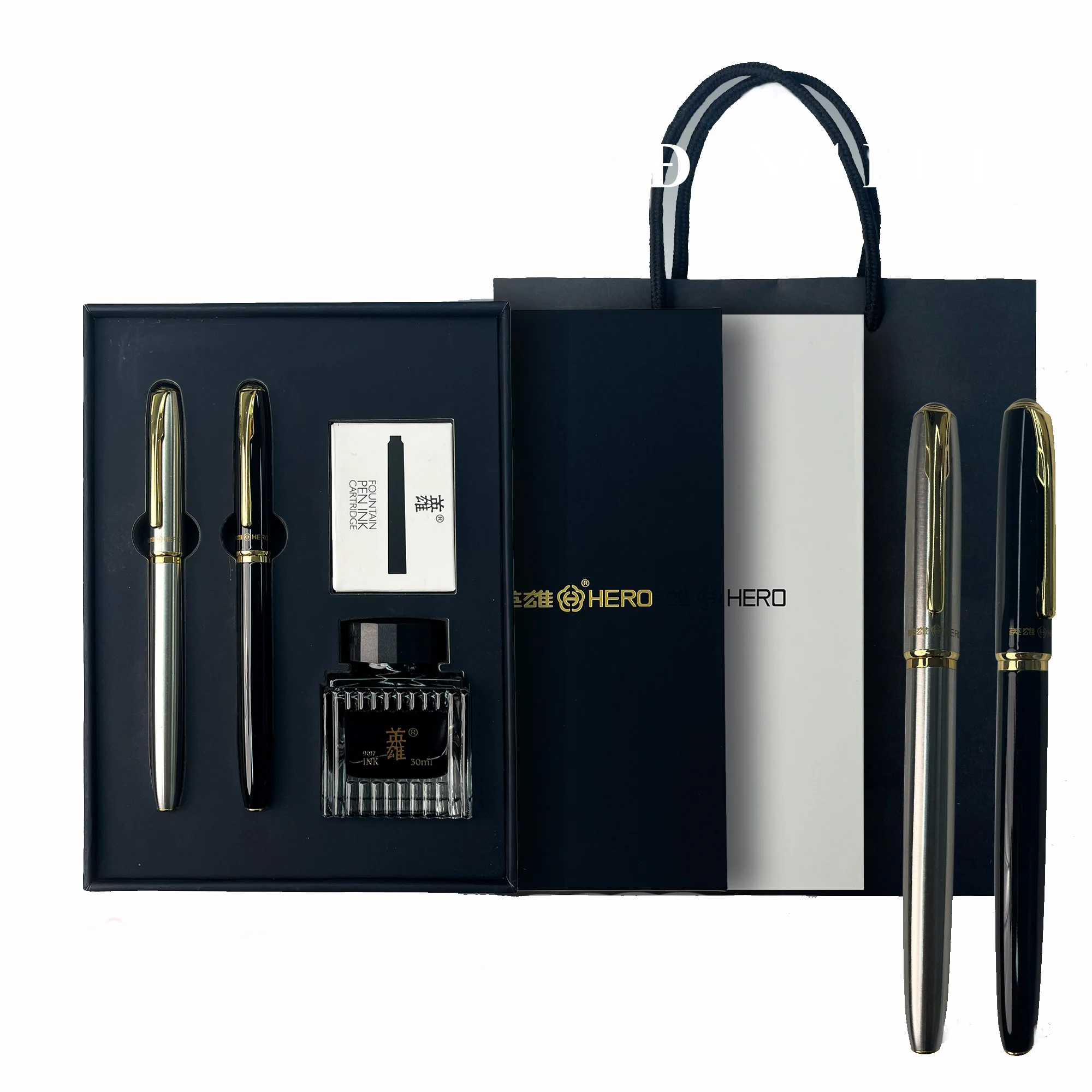 

HERO Pen E522 Iridium Nib Vintage Spiral Textured Fountain Pen Brushed Metal Fountain Pen for Premium Business