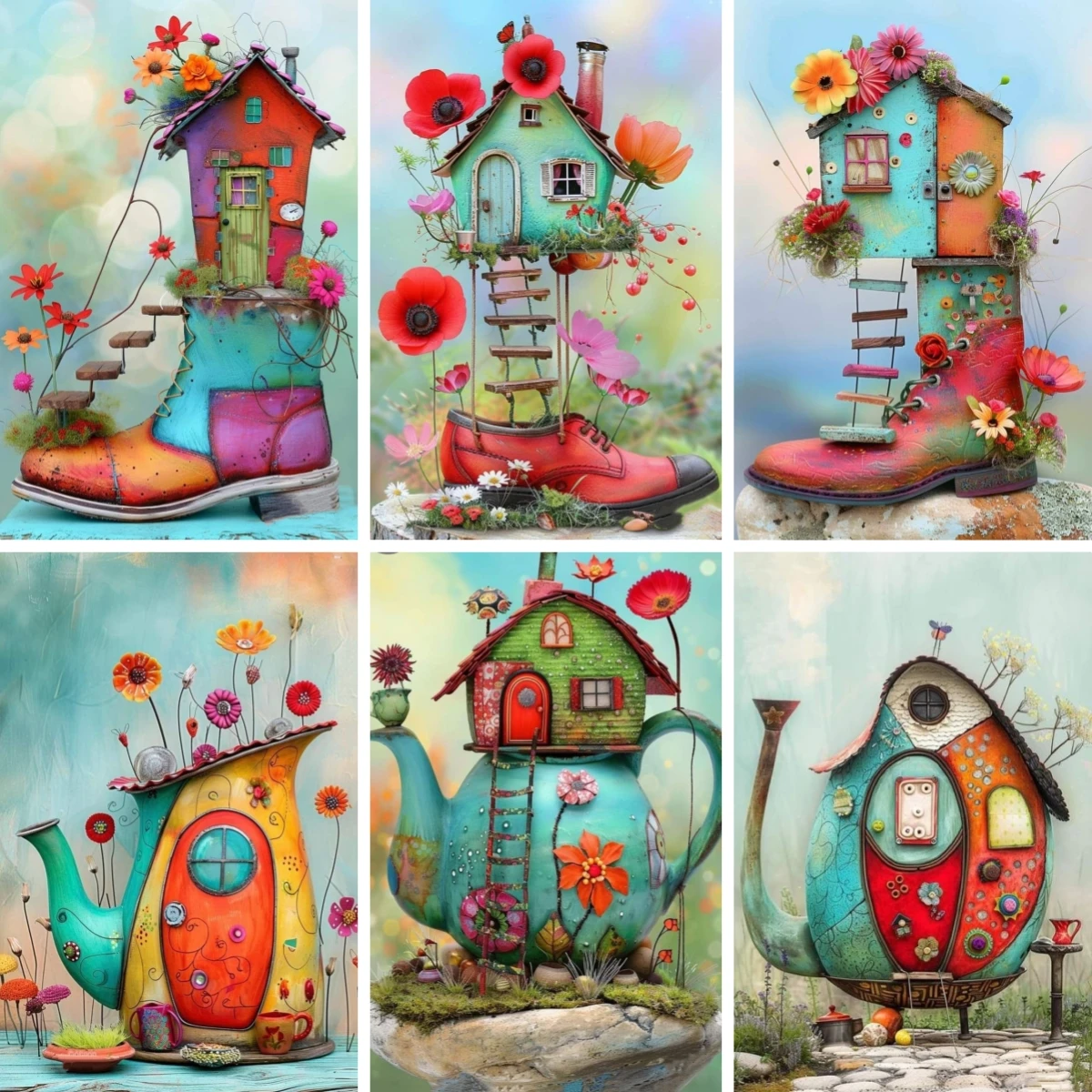 

DIY Full Diamond Paintings Cross Stitch Kit Fantasy Boot Art Whimsical Fairy Tale House Mosaic Diamond Embroider Sale Home Decor