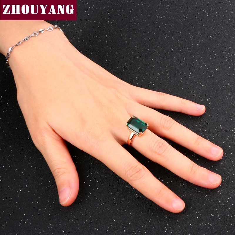 Top Quality Four Claw Big Crystal Elegant Rose Gold Color Ring Crystals From Austria Full Sizes ZYR700 ZYR701