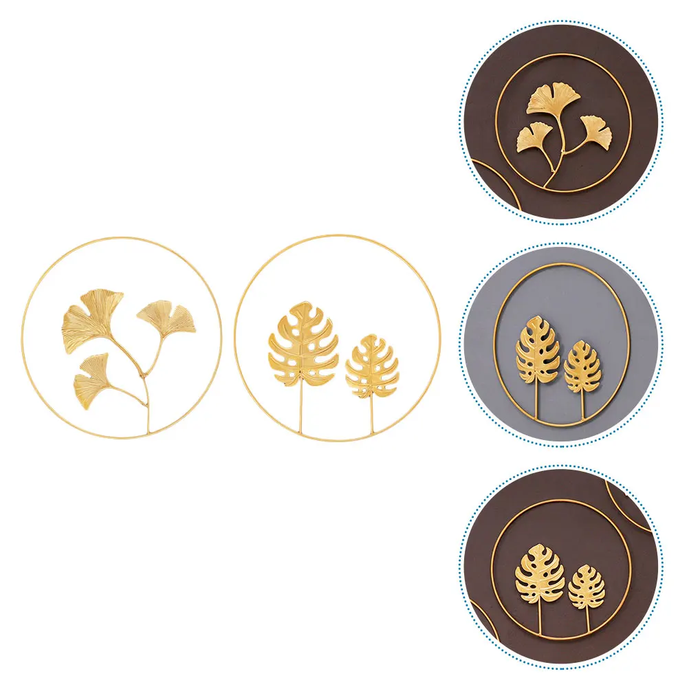 

2Pcs Metal Leaf Wall Decor Northern Europe Design Home Decoration Background Wall Adornment Living Room Ornament