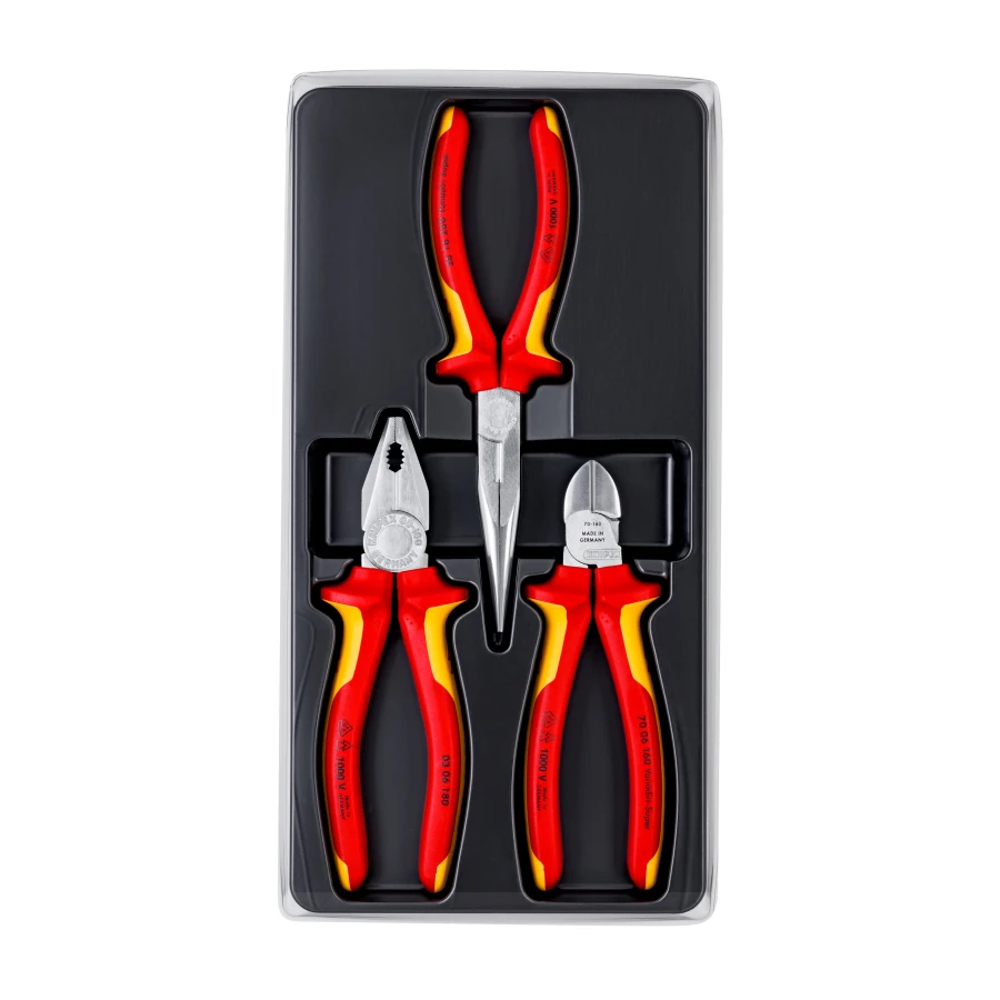 KNIPEX 3 Pieces Pliers Set Combination Plier Diagonal Cutters Needle Nose Pliers 002012 7006160 0306180 2616200