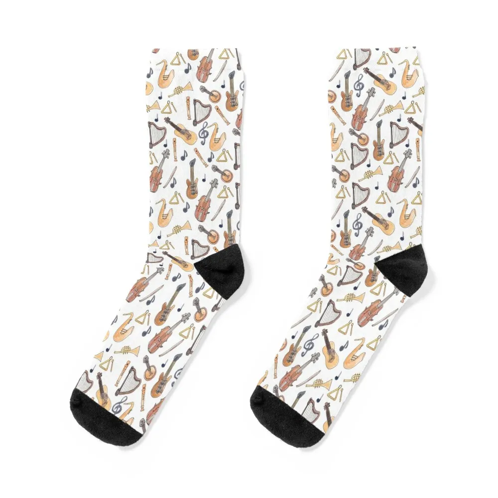 

Watercolor Musical Instruments Socks colored funny gifts funny gift heated Socks Man Women's