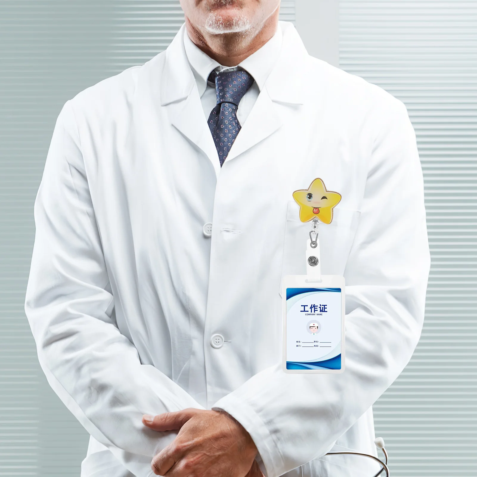 4Pcs Acrylic Badge Holders Retractable Id Tag Clips Portable Wear-Resistant Badge Buckles Employee Card Holder Chest Card Clips