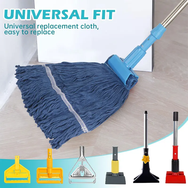 Cotton String Mop Head Replacement with Durable Vinyl Coated Headband, Loop End Mop Refill for Hotel Hospital Use