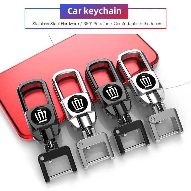 Stainless Steel Car Logo Keychain 3D Decoration Keyring Accessories For Crown Corolla Camry Avalon C-HR Avensis Verso Sienna GR