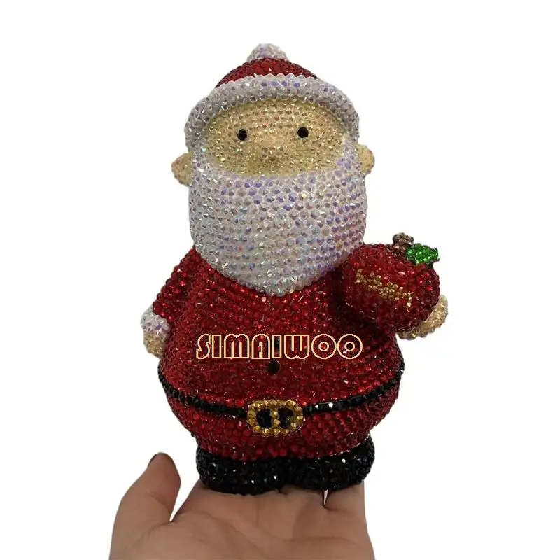 Santa Claus Rhinestone Statue Coin Storage Peggy Bank Doll Christmas Decorative Gift DIY Diamond Painting Mosaic Crystal Arts