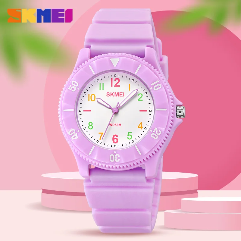 

SKMEI Candy Color Children Watch Fashion Tends Rotatable Dial Small Students Wristwatches Ultra-Thin Waterproof Quartz Clock