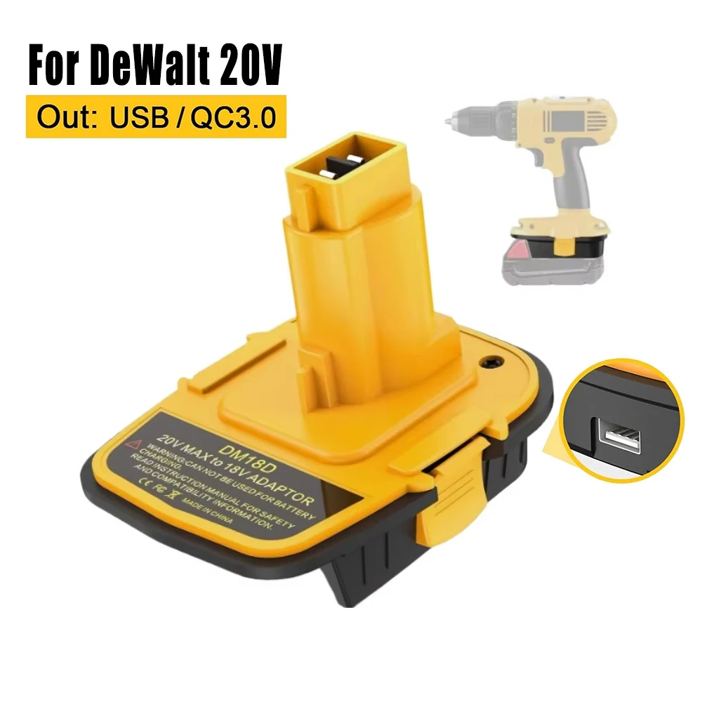 

DM18D Battery Adapter Convert With USB 5V 2.1A For Dewalt 20V/Milwaukee 18V Li-Ion Battery To For Dewalt 18V NiCad NiMh Battery