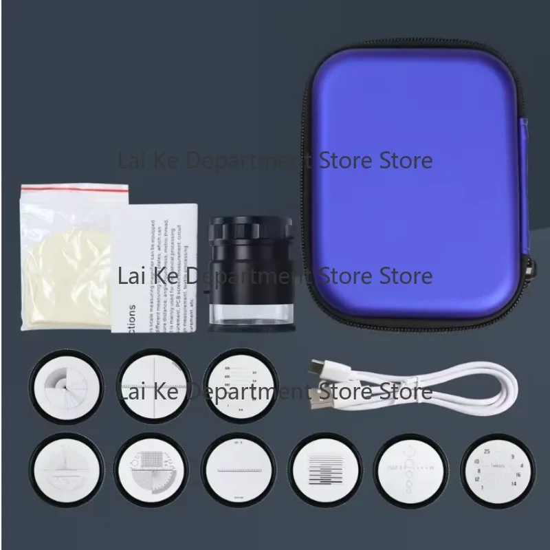 10x Rechargeable Optical Glass Magnifying Glass with Scale LED Lights for Textile Pattern Measuring Enlarger with Scale