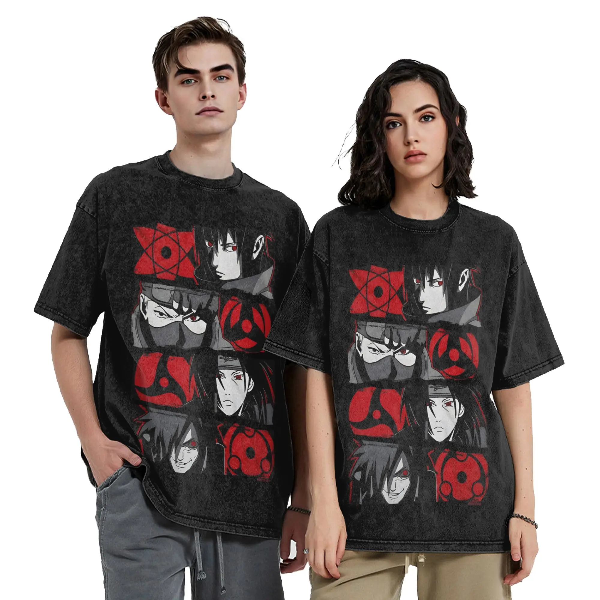 Washed T Shirt Special eyes ninjas Uchiha Itachi Narutoes Anime T-Shirt Oversize Streetwear 100% Cotton  Tops Tees Men Women