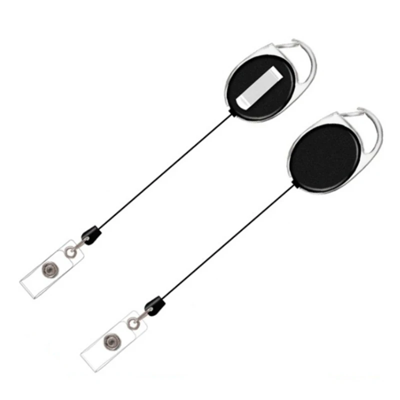 Black White Blue Color Retractable Pull Key Ring Work Card Holder Accessories Badge Lanyard Name Tag Reel Belt Clip