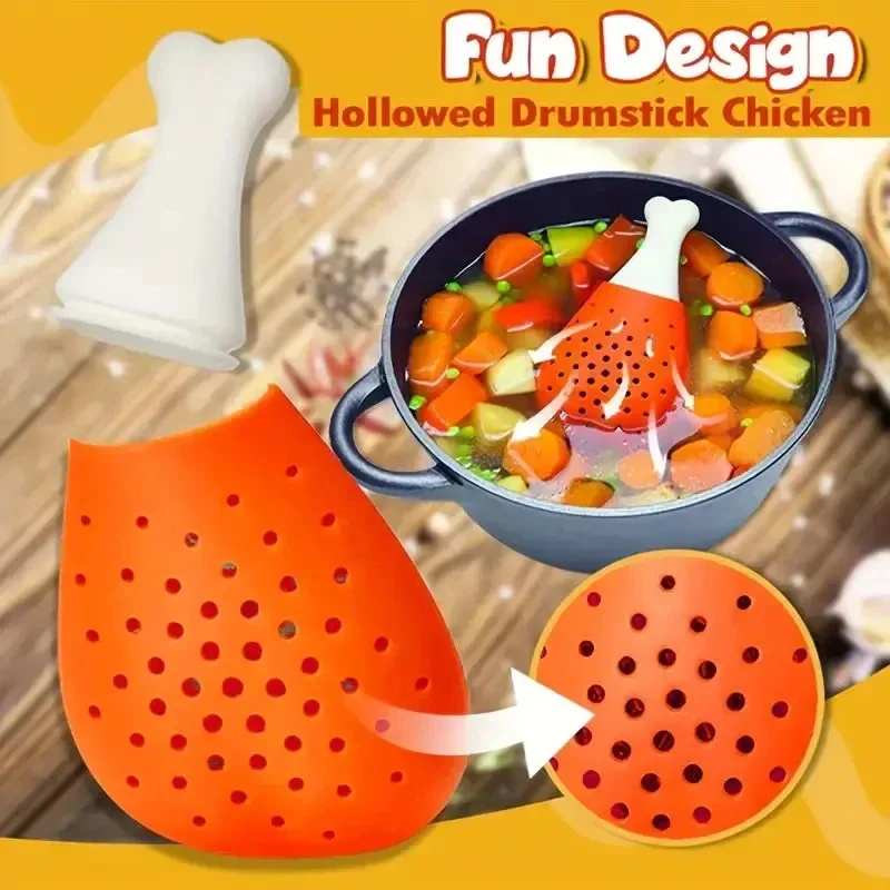 

New 1pc Creative Chicken Leg Shaped Spice Filter Stewed Soup Pot Silicone Seasoning Pack Spice Soup Filter