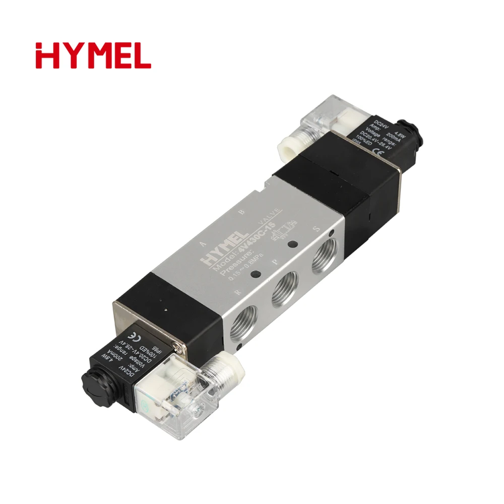 4V430C-15 Pneumatic Solenoid Valve 5/3 Way Double Solenoid Air Valve for Automation Equipment