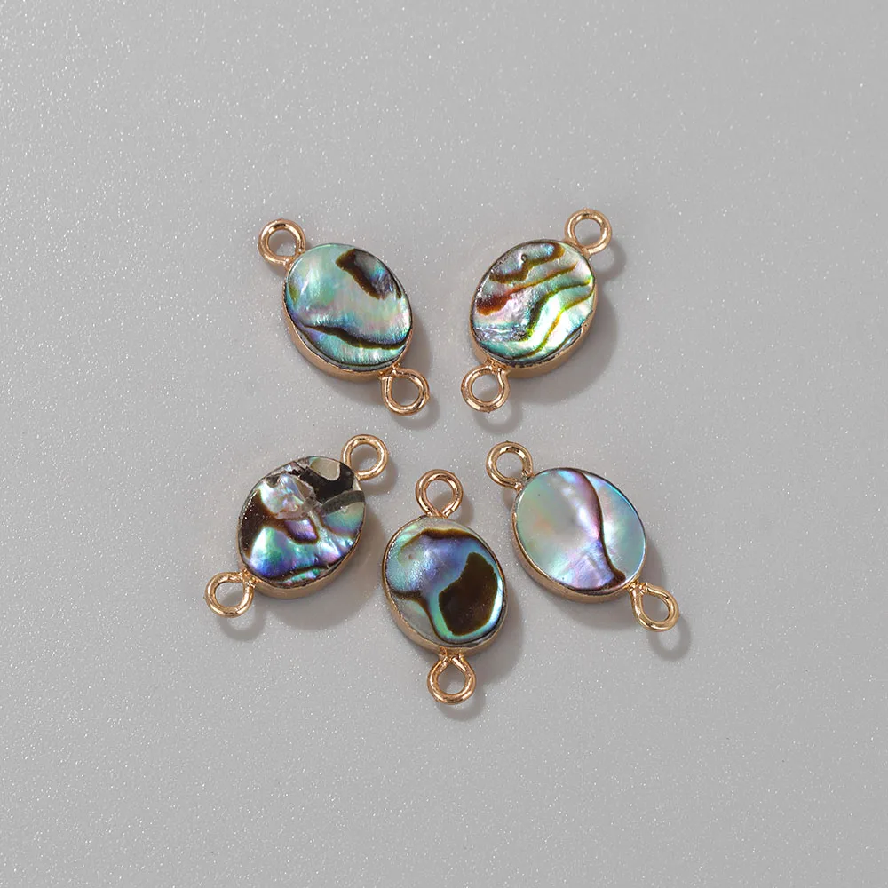 2PCS Natural Abalone Shell Pendant Charms for Jewelry Making