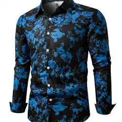 2024 New Fashionable Casual Comfortable Men's 3D Printed Floral Pattern Print Cardigan Long Sleeve Lapel Shirt For Dating