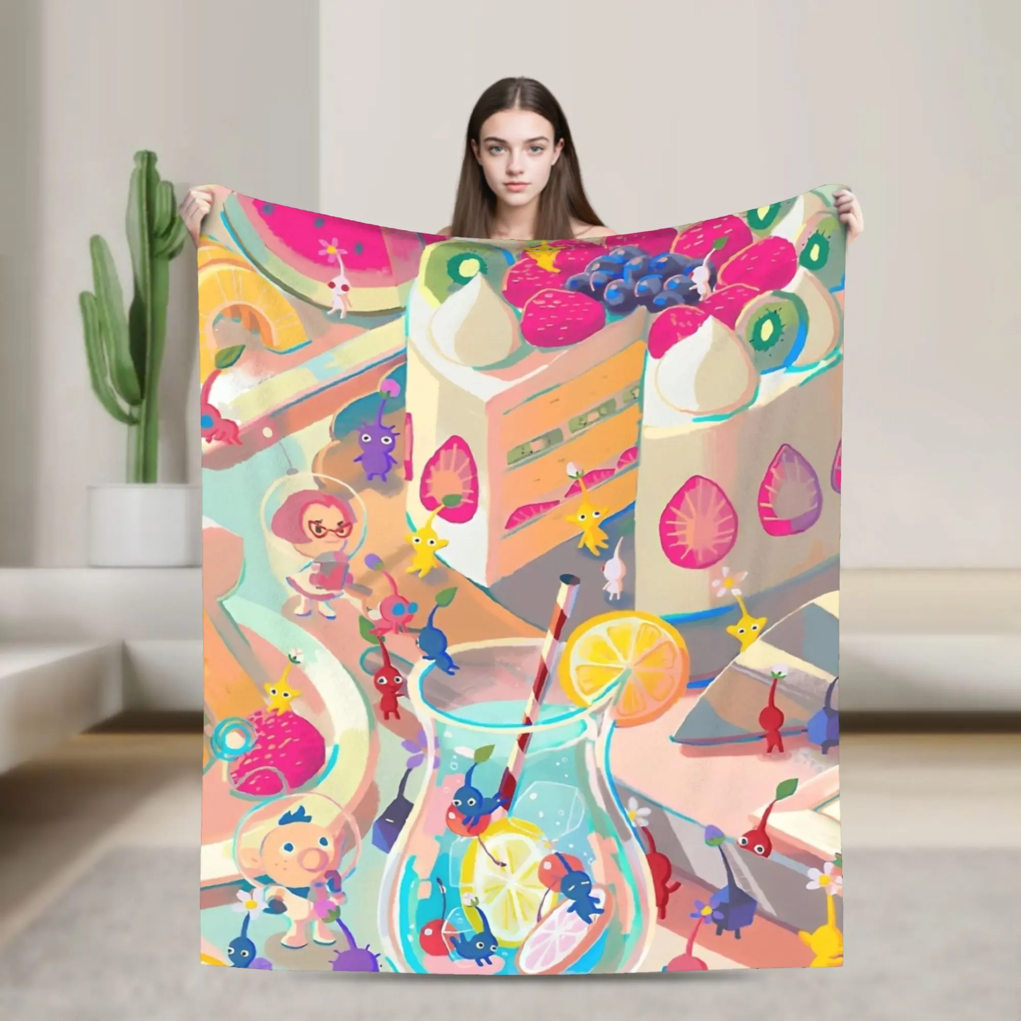Pikmins 4 Flannel Throw Blanket  Blanket for Bed Bedroom Ultra-Soft Plush Thin Quilt,
