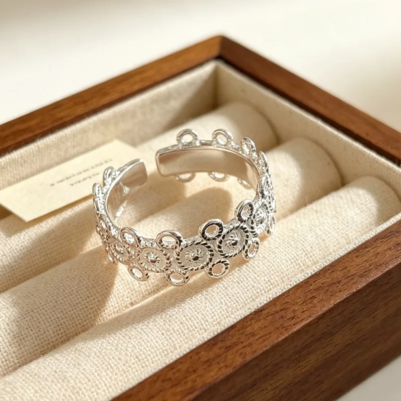 GANPUP Texturierte Runde Verstellbare Fingerringe für Frauen Kreativer Modischer Neuer Ring Schmuck Paargeschenk Party Urlaub Kольцо – Detail 3