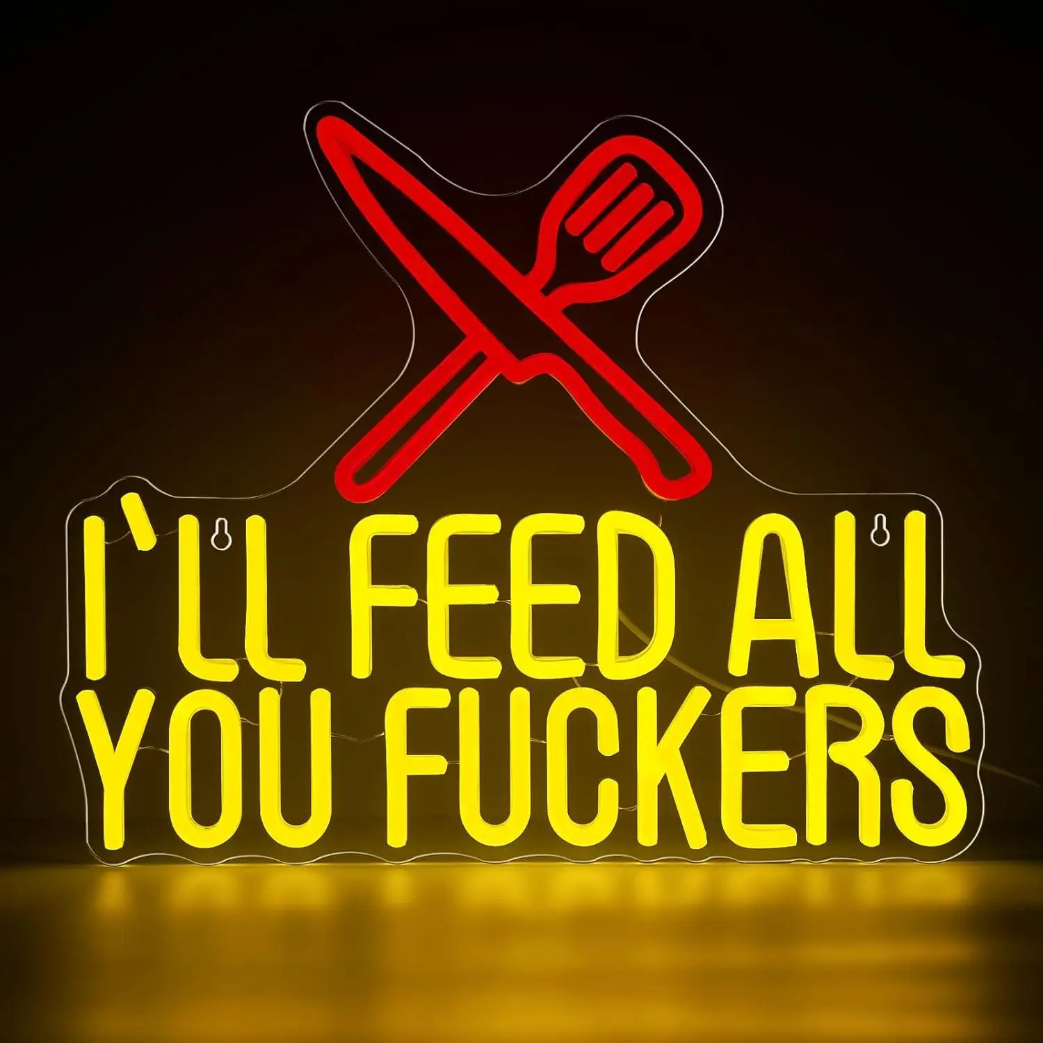 I'll Feed All You Fuckers Neon Sign Funny Kitchen Dimmable Led Sign for Restaurant Food Shop Bar Pub Hotel Party Club Decor Gift