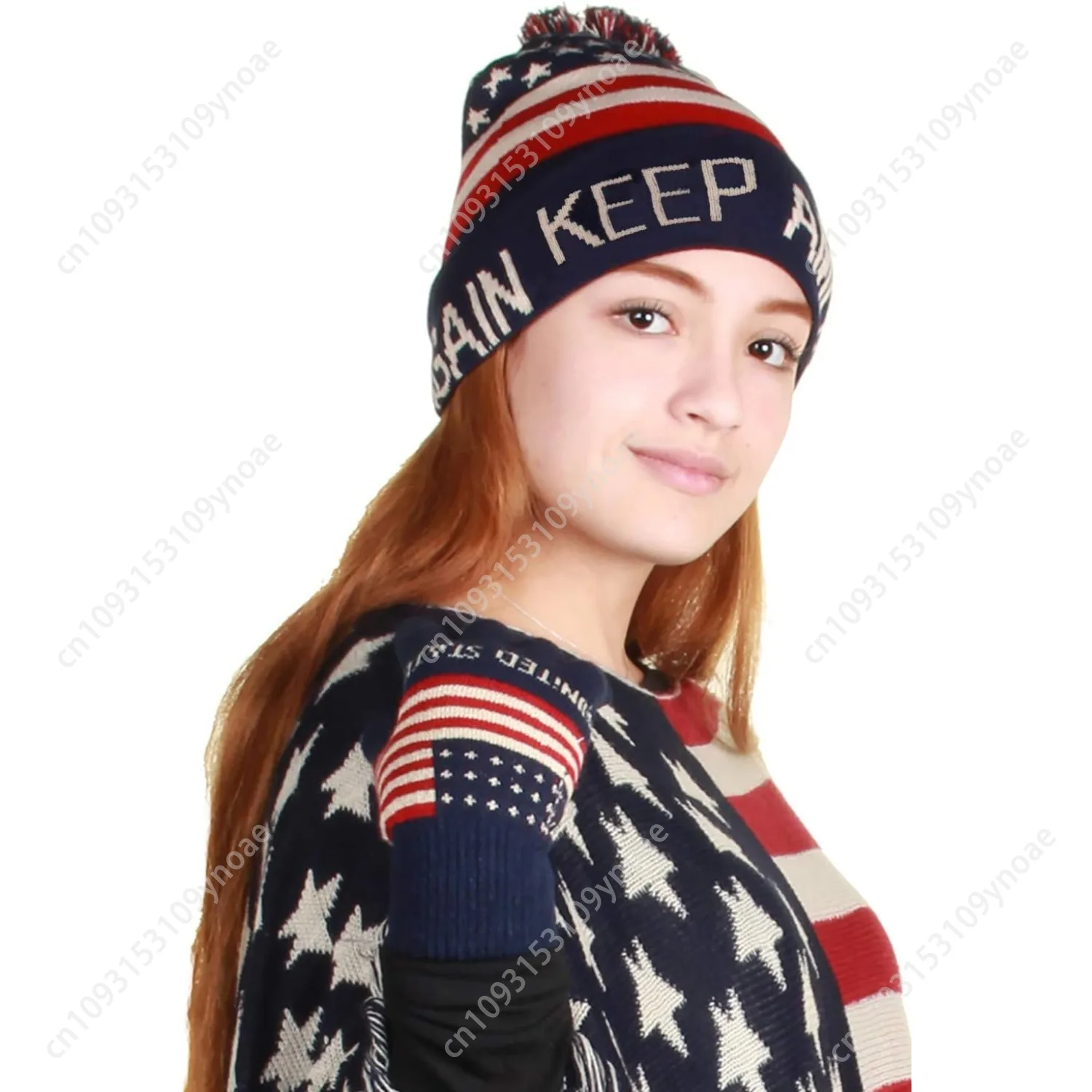 Trump Beanie Cap Ski Hat Keep America Great Again USA Flag Knit Hats Winter Skull Caps Soft Comfortable Classic Adjustable Warm