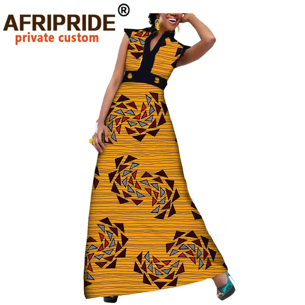 

Women Maxi Dress African Ankara Print Sleeveless A-line Long Dress Plus Size Wax Attire Party Evening Dashiki Outfits A7225108