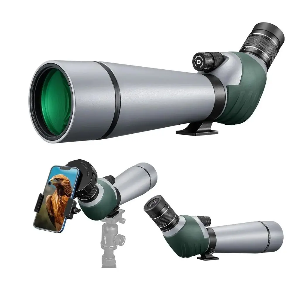 20-60x80 Dual Focusing ED Spotting Scope - Ultra High Definition Optics Scope with Carrying Case and Smartphone Adapter