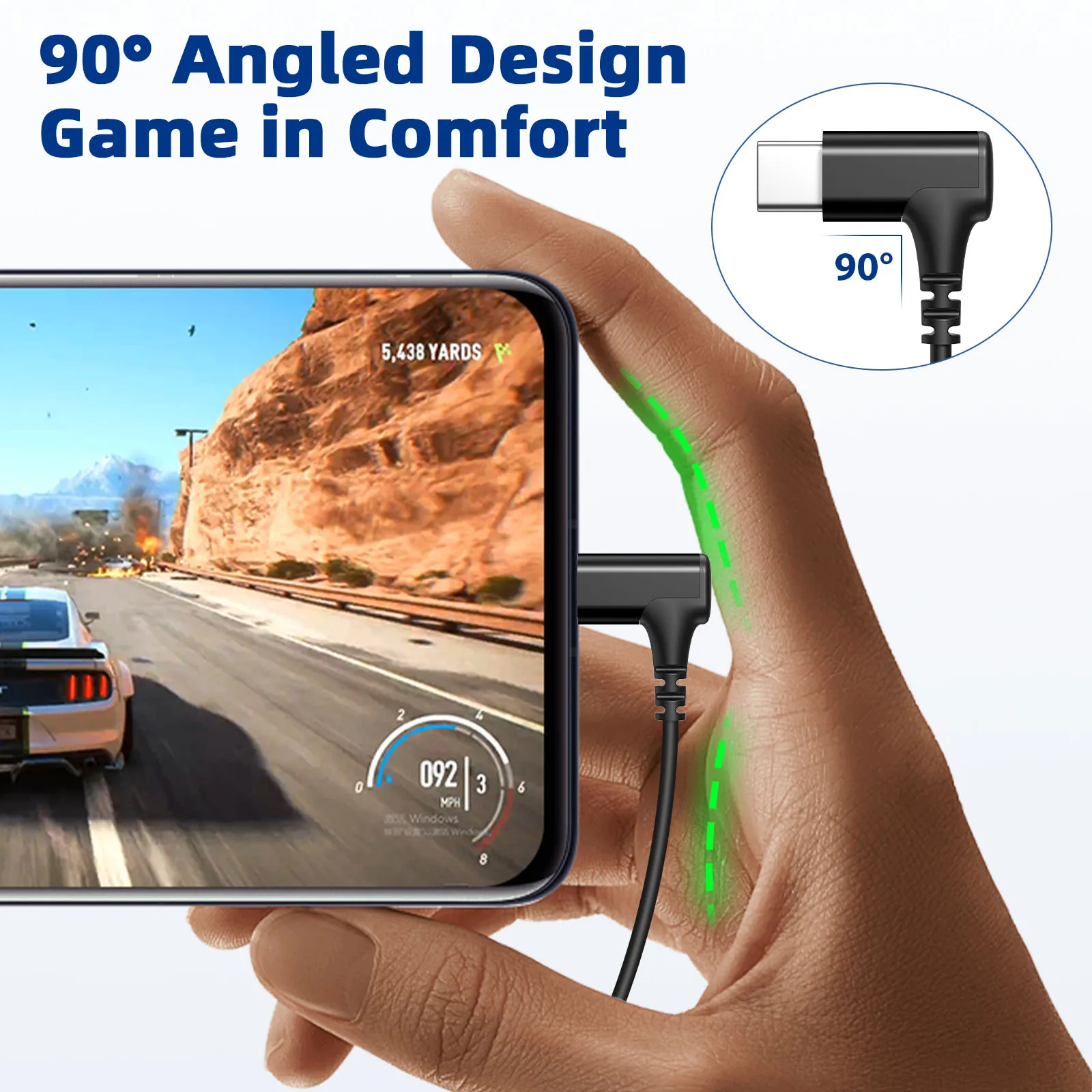 USB C Headphones with Mic HiFi Magnetic Type C Wired Gaming Earbuds 90° Angled L-Shaped Plug In-Ear Earphones for iPhone Samsung