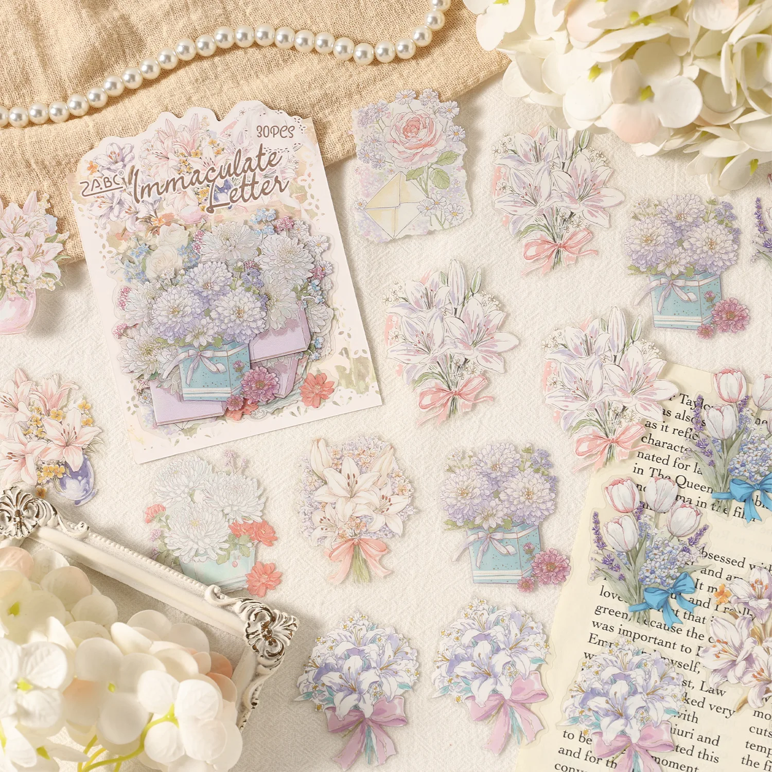 30 Pcs/pack DIY Retro Floral Sticker Set for Scrapbooking Craft Supplies Journal Stationery