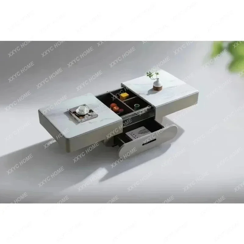 H Rectangle telescopic storage microcrystalline stone coffee table light luxury modern living room simple home