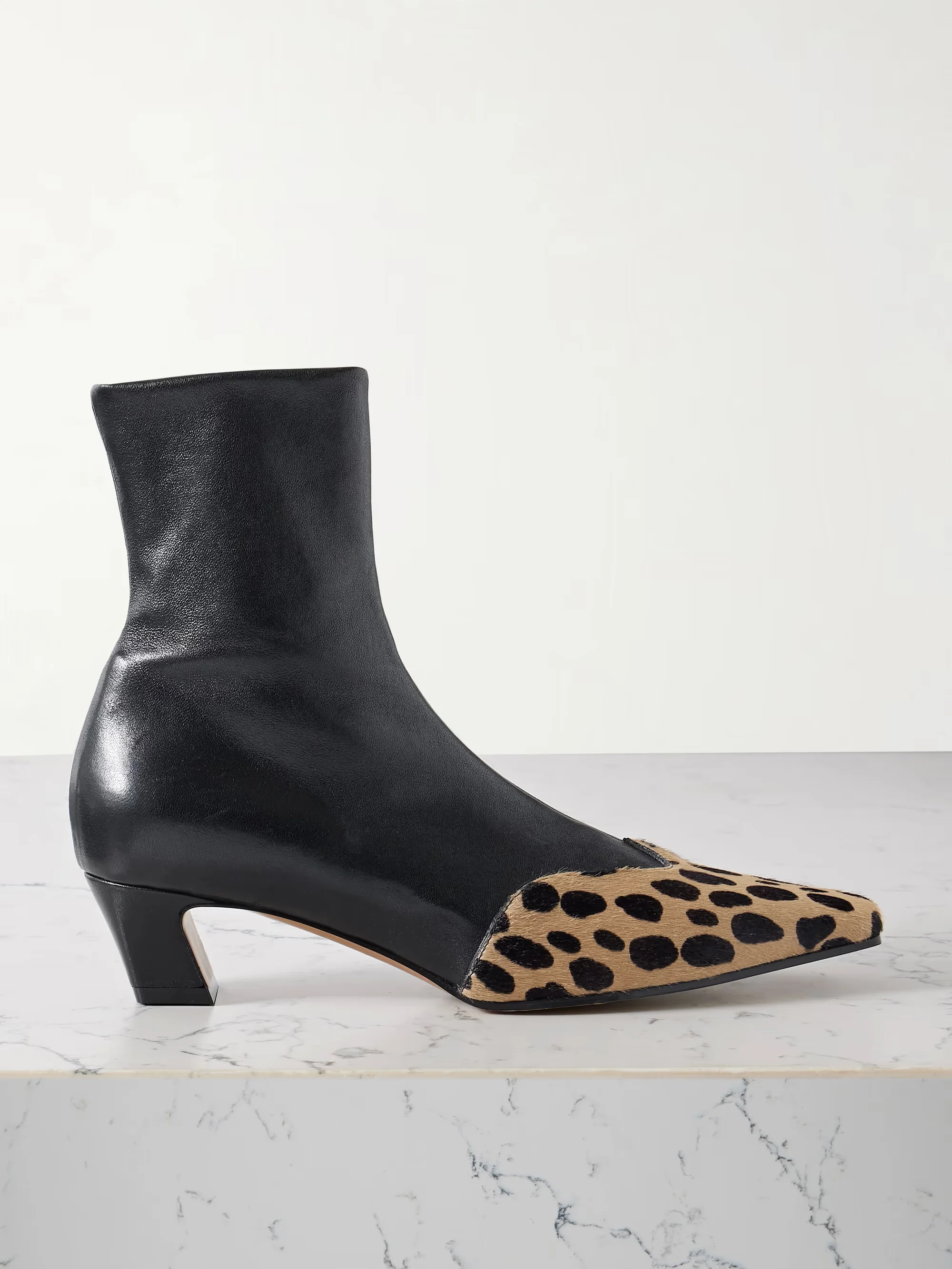Leather Ankle Boots Women's 2025 Fall New Soft Chunky Heel Zipper Black/White Snake Print Booties Big Size Luxury Designer Shoes