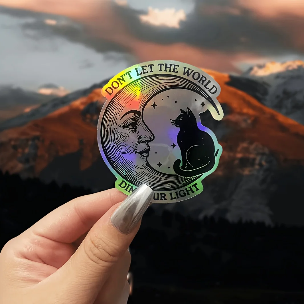 4 ピース/セットかわいい月猫漫画ステッカー - スケートボード、車、電話ケース用の取り外し可能な粘着デカール |   猫好きのための素敵な贈り物