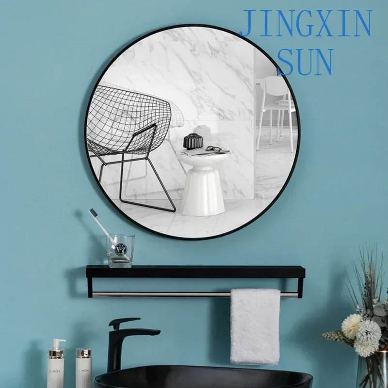 40/50/60/70cm Simple Make UP Mirror Round Vanity Bathroom Mirror With Shelf Wall-mounted  For Women Make Up Mirror