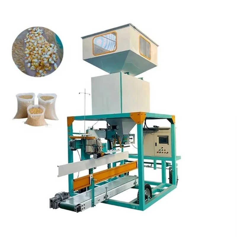 Machine d'emballage d'engrais de granulés d'alimentation à Double échelle, haute productivité 30kg-40kg, roulement PLC, moteur de noyau de remplissage de sacs de grains