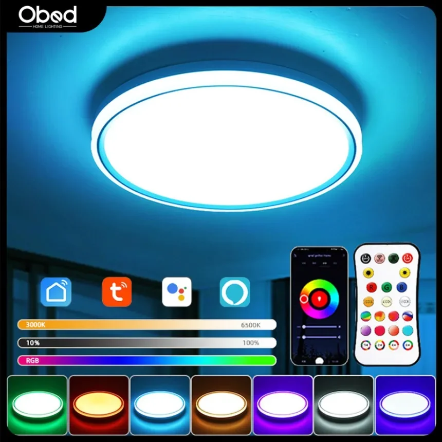 

Tuya APP Smart RGB Ceiling Light WiFi Remote Dimming LED Ceiling Lamp Living Room Bedroom Alexa Google Voice Home Decor Light