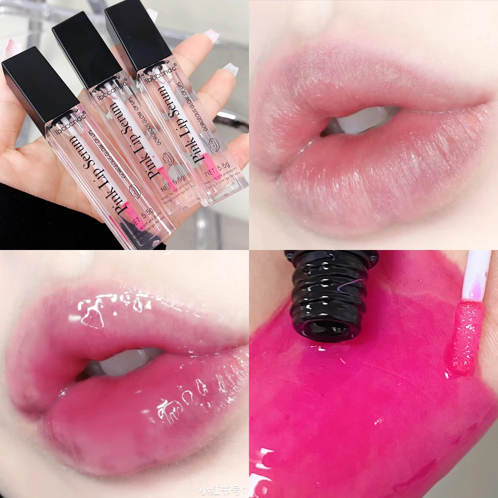 Neue Rosa Serum Lippenbalsam Glanz Anhaltende Verblassen Lip Linie Peeling Befeuchten Abgestorbene Haut Reparatur Lippen Pflege Pflegende Lippenstift Make-Up