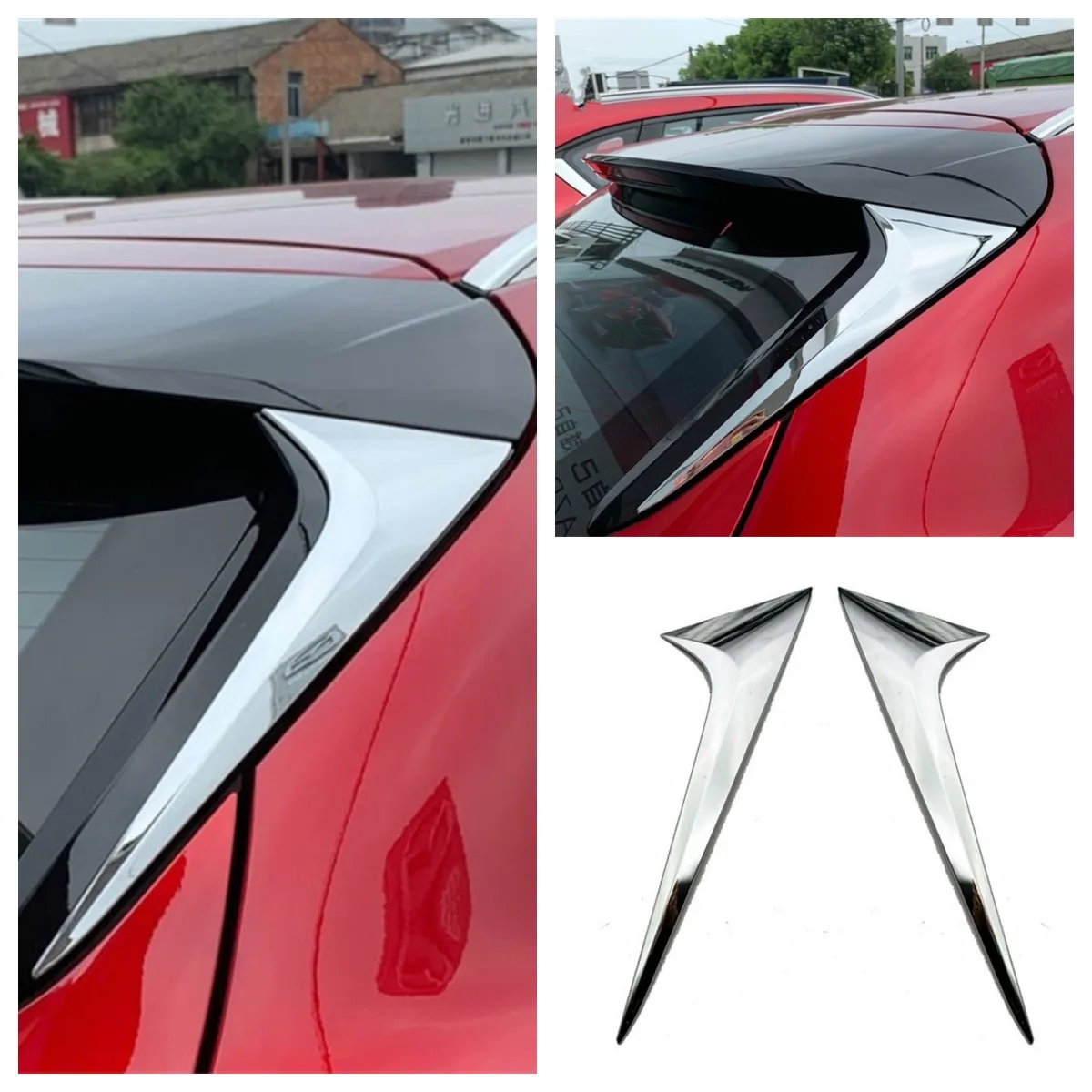 

For Mazda CX-30 CX30 2020 2021 2022 2023 ABS Chrome Rear Tail Window Spoiler Triangle Molding Cover Trim Sticker Car Accessories