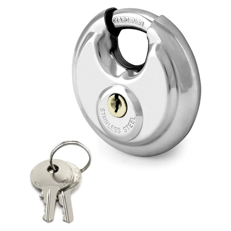 ABFT-Disc Locks, Heavy Duty Steel Keyed Padlock Disc Storage Locks For Storage Unit Moving Trailers, 3/8Inch Shackle