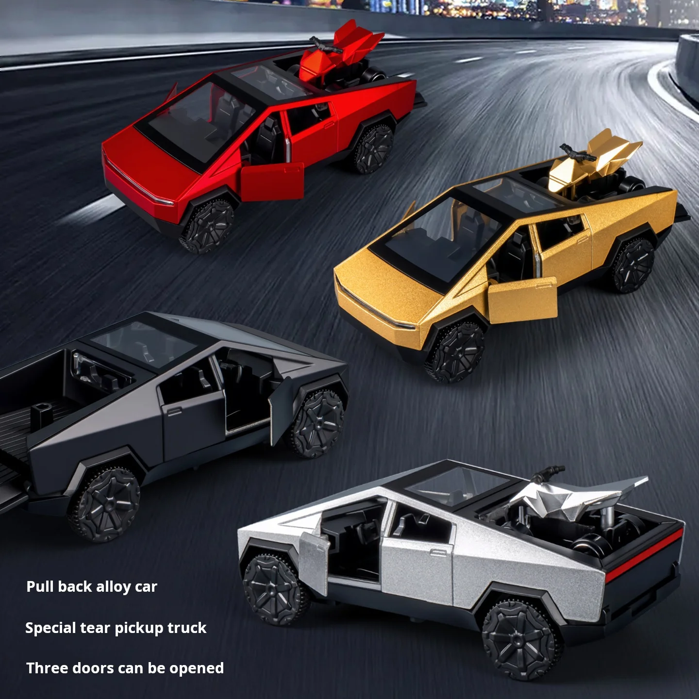 1:36 Cybertruck Toys على الطرق الوعرة مركبة يموت يلقي نموذج سيارة الشاطئ دراجة نارية هواية تحصيل هدية عيد ميلاد لصبي #4