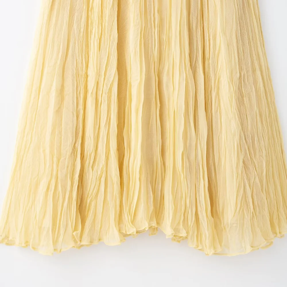 2025 BM&MD&ZA Women's Mid - length Skirt Elastic Waistband Full of Soft Pleats Giving a Light and Flowing Bohemian Style