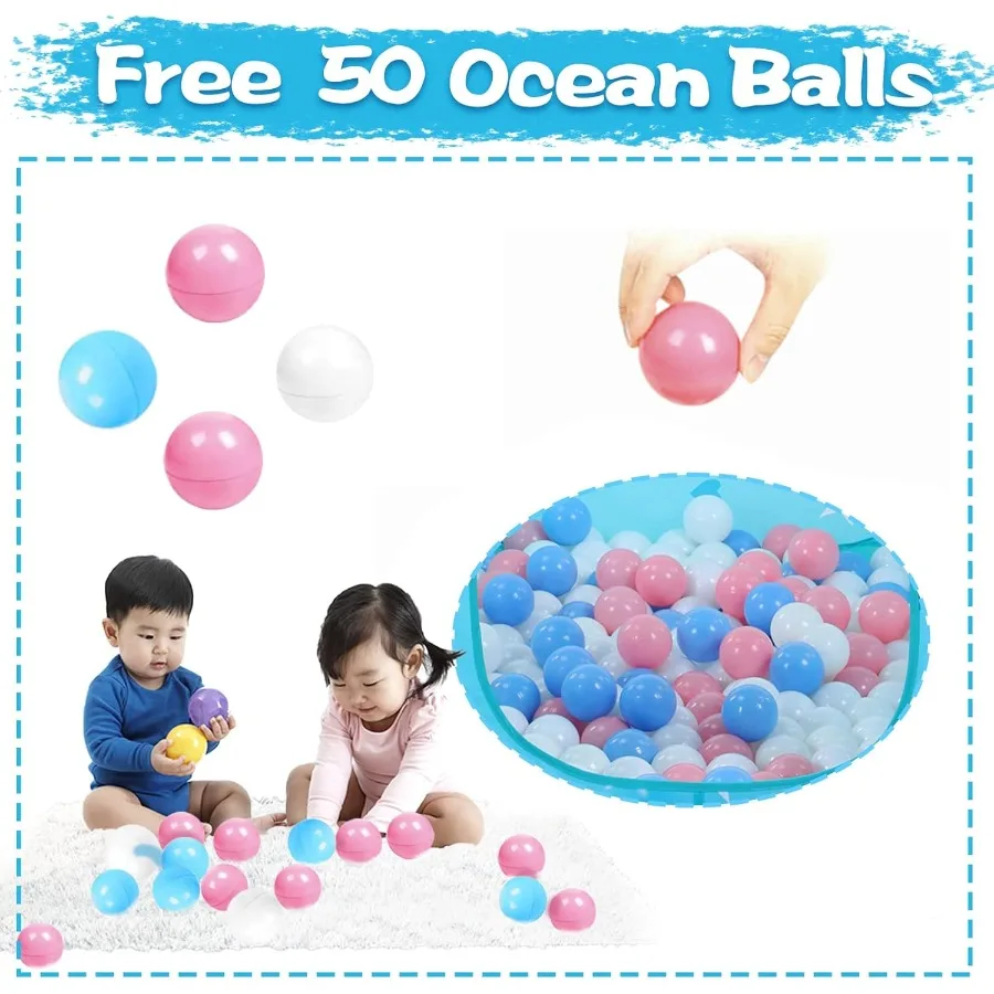 Poteau à balles pour bébé avec 50 balles, tente de jeu Pop-Up pour filles, jouets de princesse pour maison de jeu intérieure et extérieure avec transport Ba