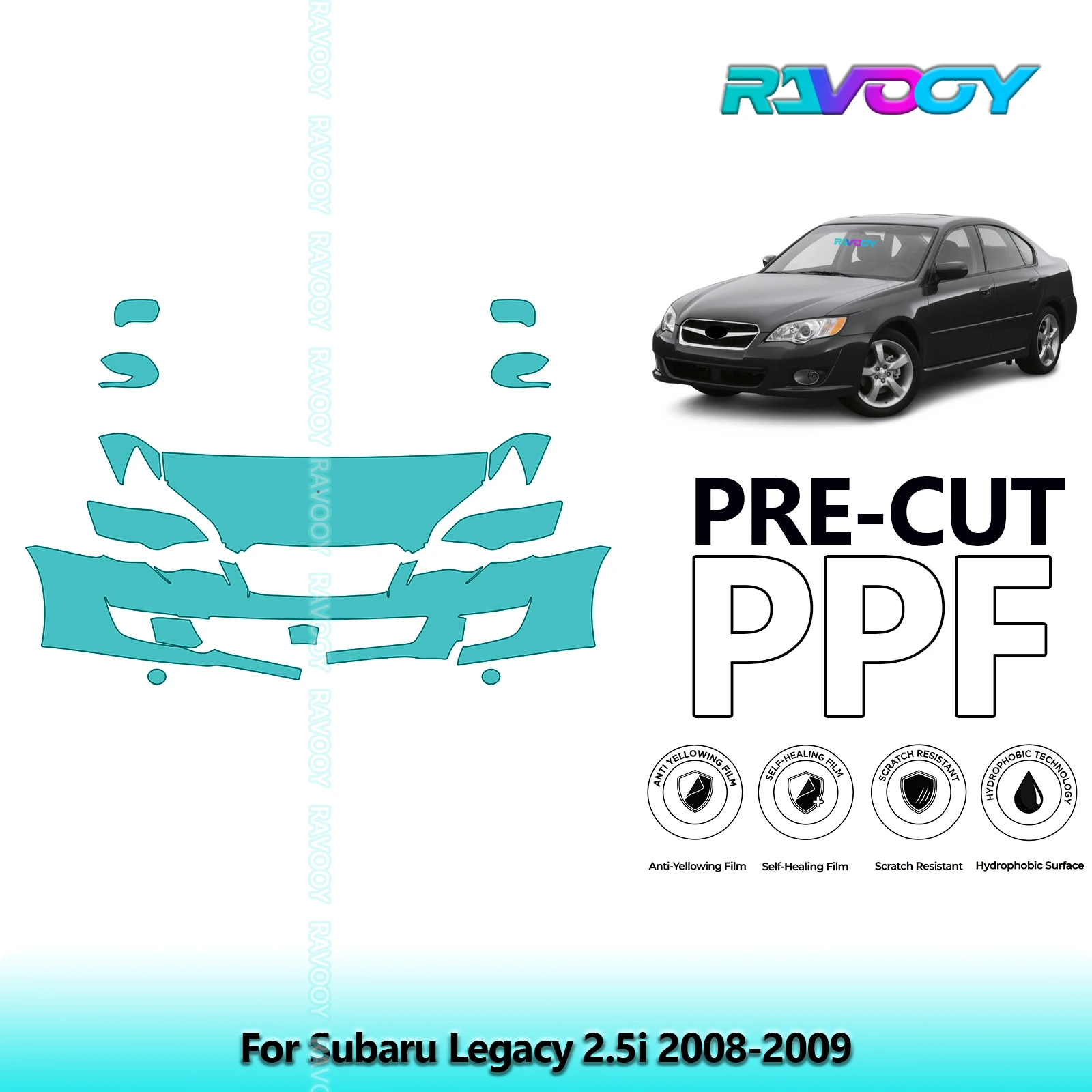 

Car Front Kit Clear Bra Precut PPF Paint Protection Film For Subaru Legacy 2.5i 2008-2009