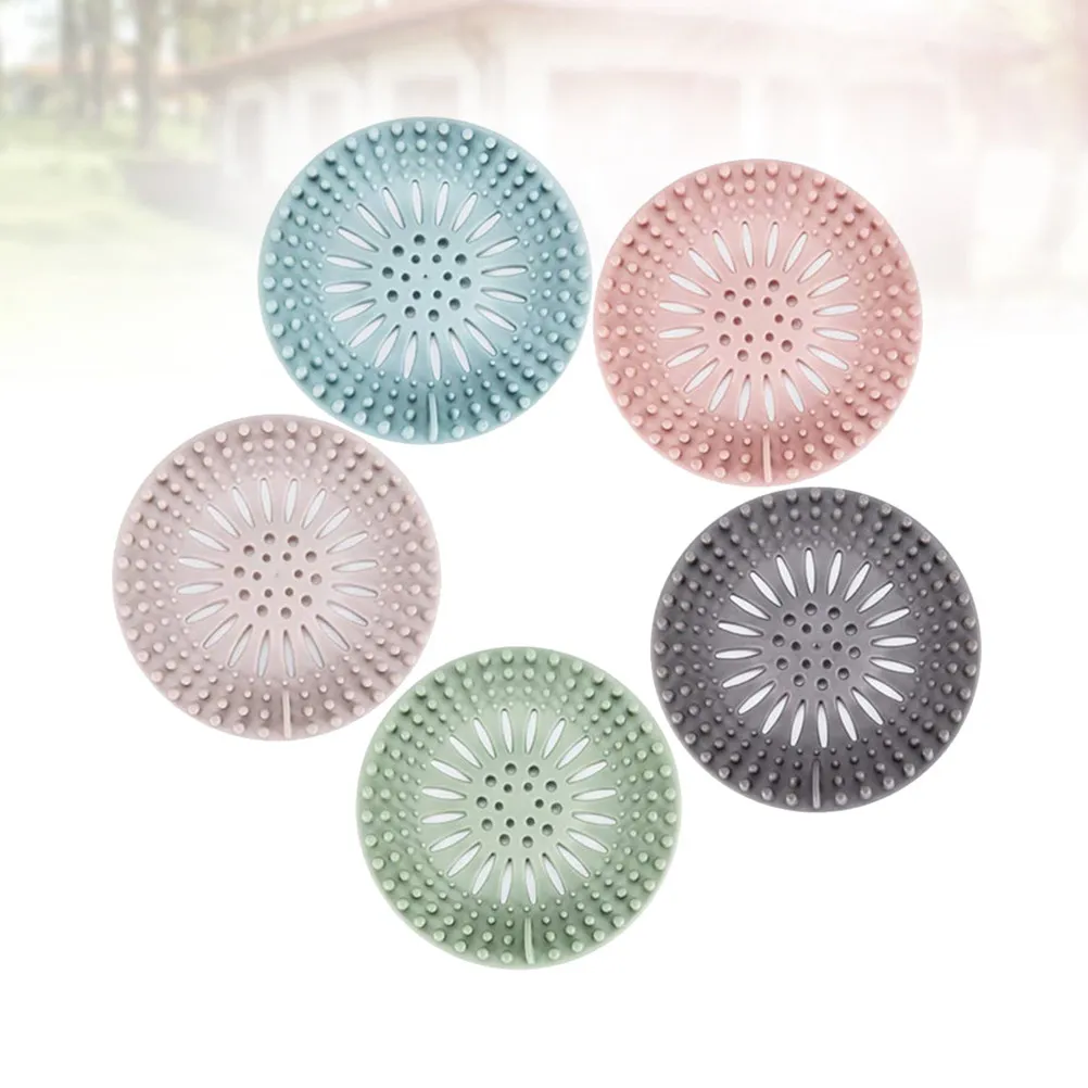 

Набор из 5 утолщенных силиконовых сеток-фильтров для кухонной раковины, предотвращающих засоры, для слива в полу в ванной, прачечной, мастерской, для утилизации отходов