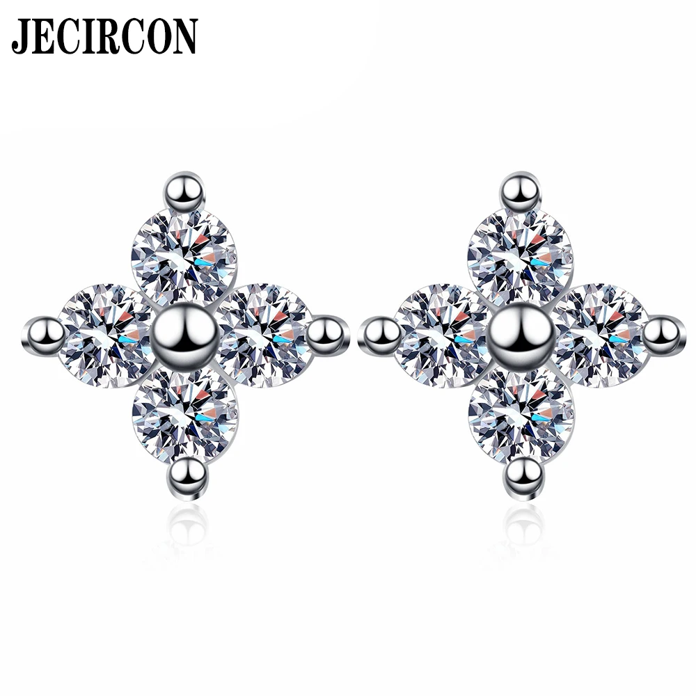 

JECIRCON 925 Sterling Silver Full Moissanous Earrings for Women Simple Stars Personalized High-end Studs PT950 Gold Fine Jewelry